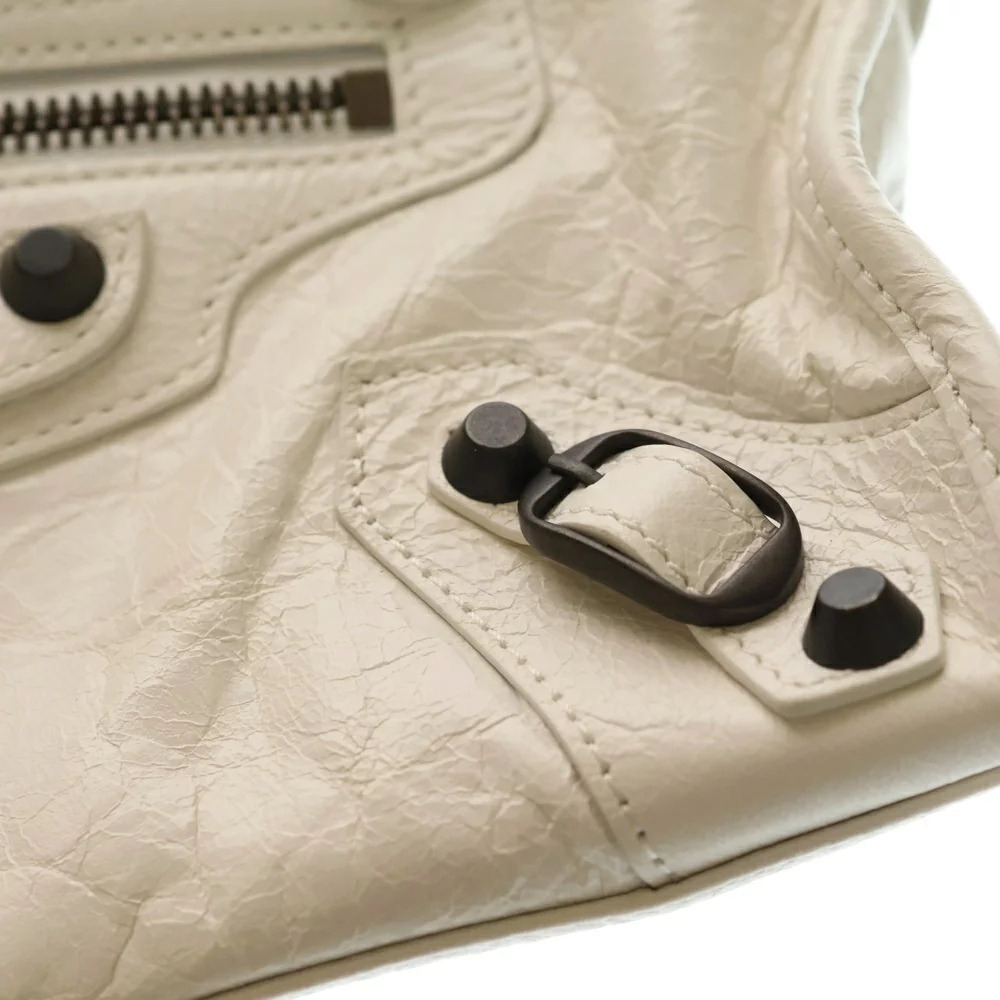 BALENCIAGA Le City Leather Handbag Shoulder Bag Bronze Tan White - Picture 6 of 6